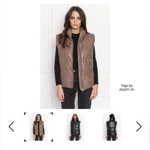 Lamarque Hinna Leather Puffer Vest in Taupe